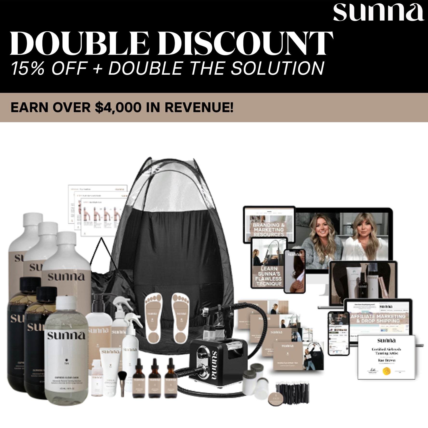 High Revenue Bonus Professional Spray Tan Kit by SunnaTan