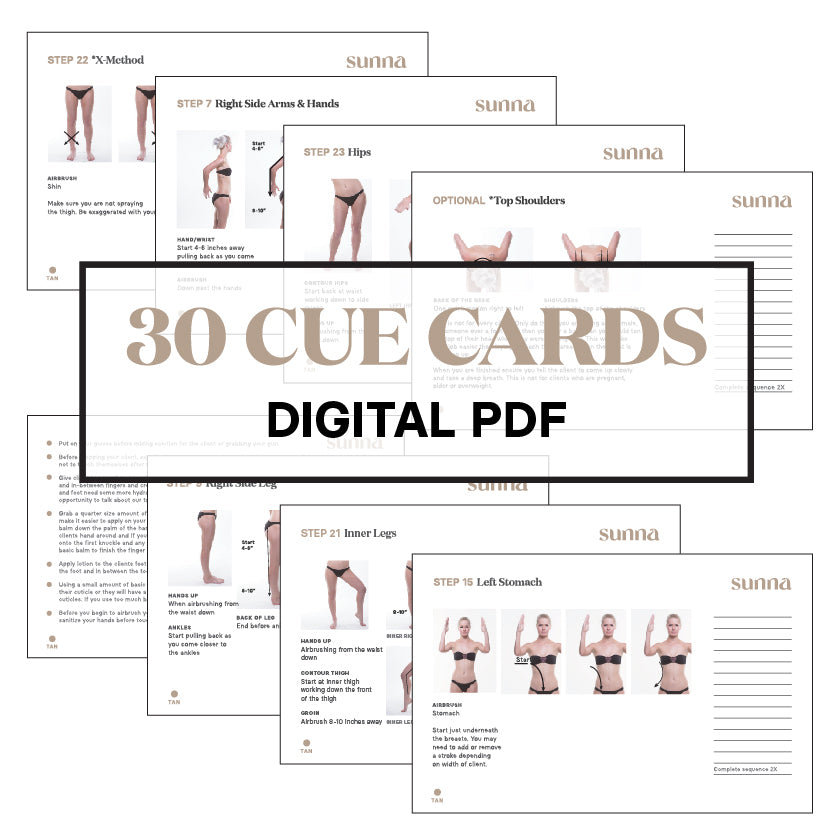 Learn To Spray Tan Cue Cards - Digital Download