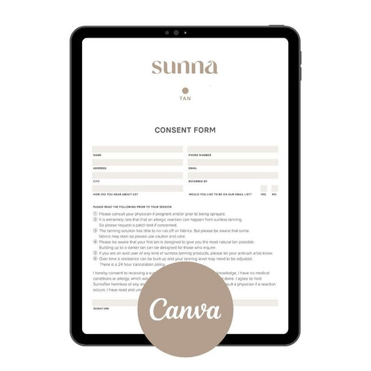 SunnaTan Consent Form (EN/FR) Editable Canva Template