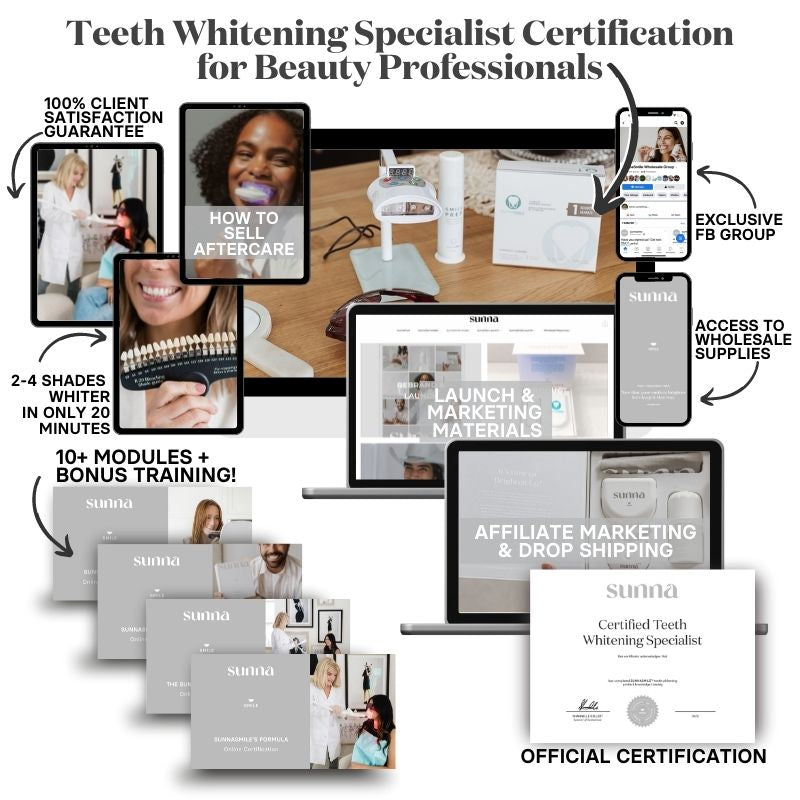 SunnaSmile Teeth Whitening Specialist Certification (and choose your kit)